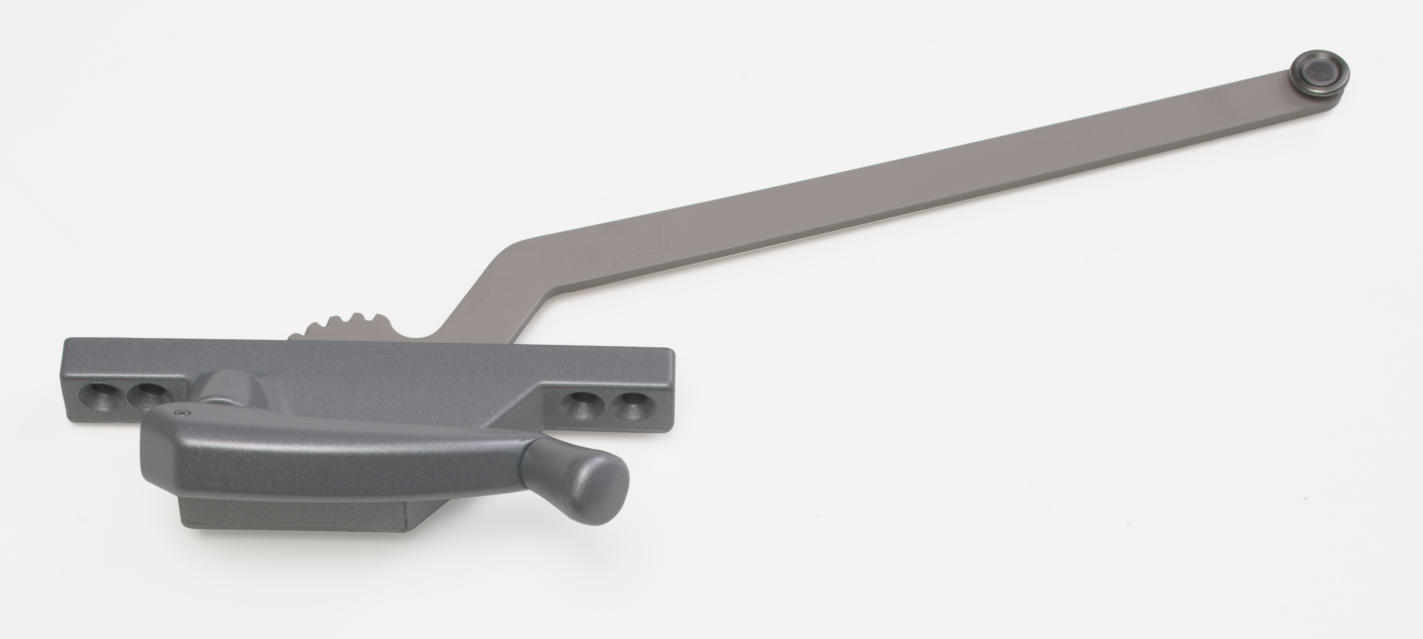 Single arm steel window winder silver finish.